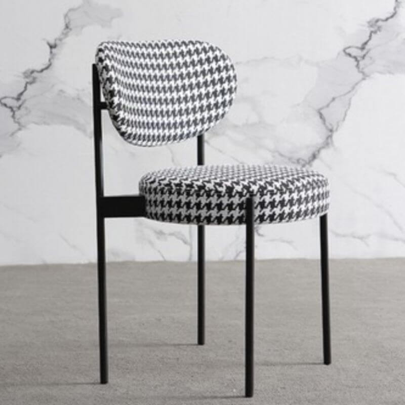 Modern Upholstered Low-Back Side Chair with Metal Legs