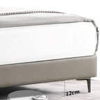 Modern Upholstered Panel Bed in Grey with Tufted Headboard