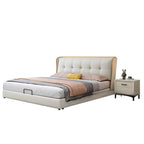 Modern Upholstered Panel Bed with Elevated Storage and Tufted Headboard