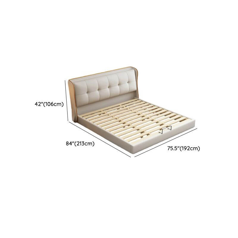 Modern Upholstered Panel Bed with Elevated Storage and Tufted Headboard Dimensions