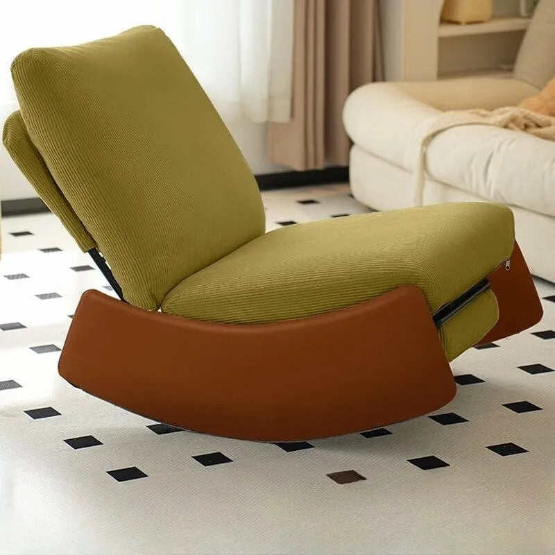 Modern Upholstered Rocking Chair with Slipcover – Metal Base, Corduroy Fabric