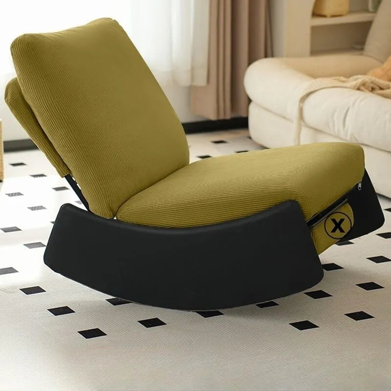 Modern Upholstered Rocking Chair with Slipcover – Metal Base, Corduroy Fabric