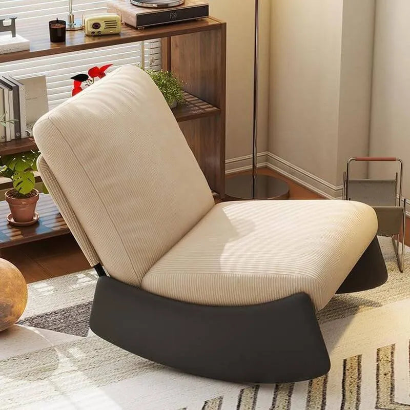 Modern Upholstered Rocking Chair with Slipcover – Metal Base, Corduroy Fabric