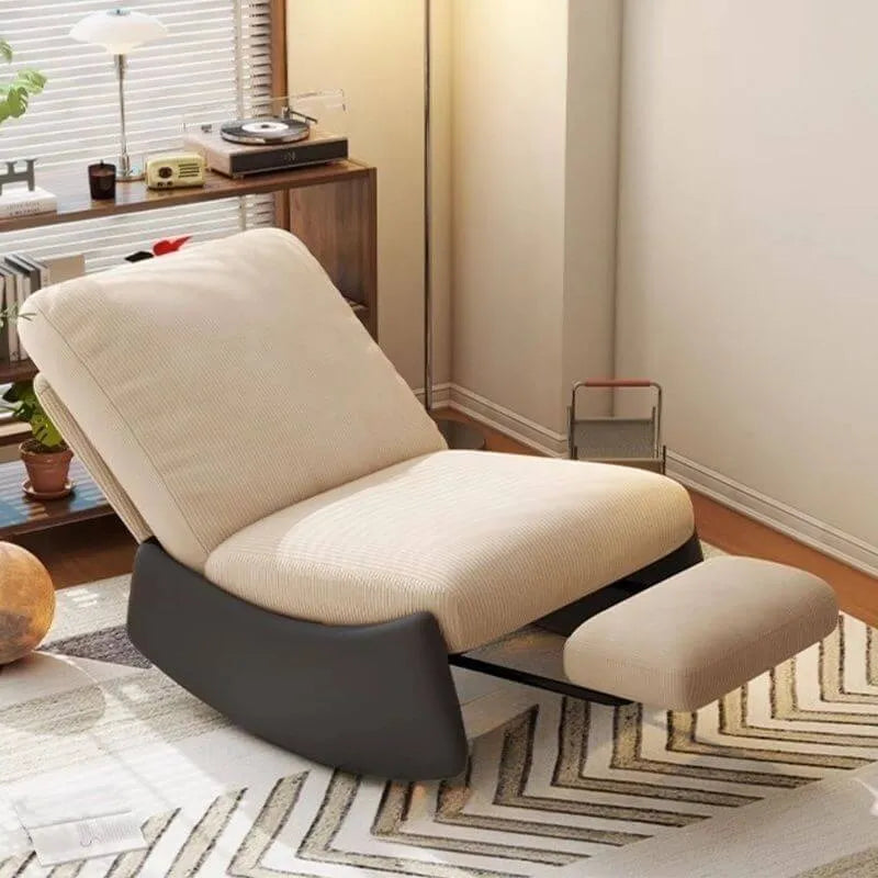 Modern Upholstered Rocking Chair with Slipcover – Metal Base, Corduroy Fabric