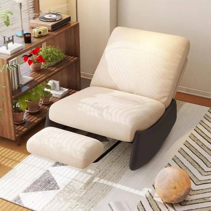 Modern Upholstered Rocking Chair with Slipcover – Metal Base, Corduroy Fabric