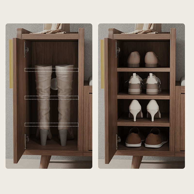 Modern Upholstered Shoe Cabinet With Cushion - Walnut/Natural Secondary image