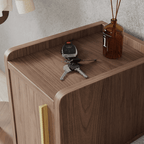 Modern Upholstered Shoe Cabinet With Cushion - Walnut/Natural