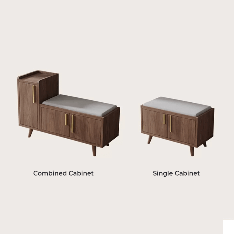 Modern Upholstered Shoe Cabinet With Cushion - Walnut/Natural