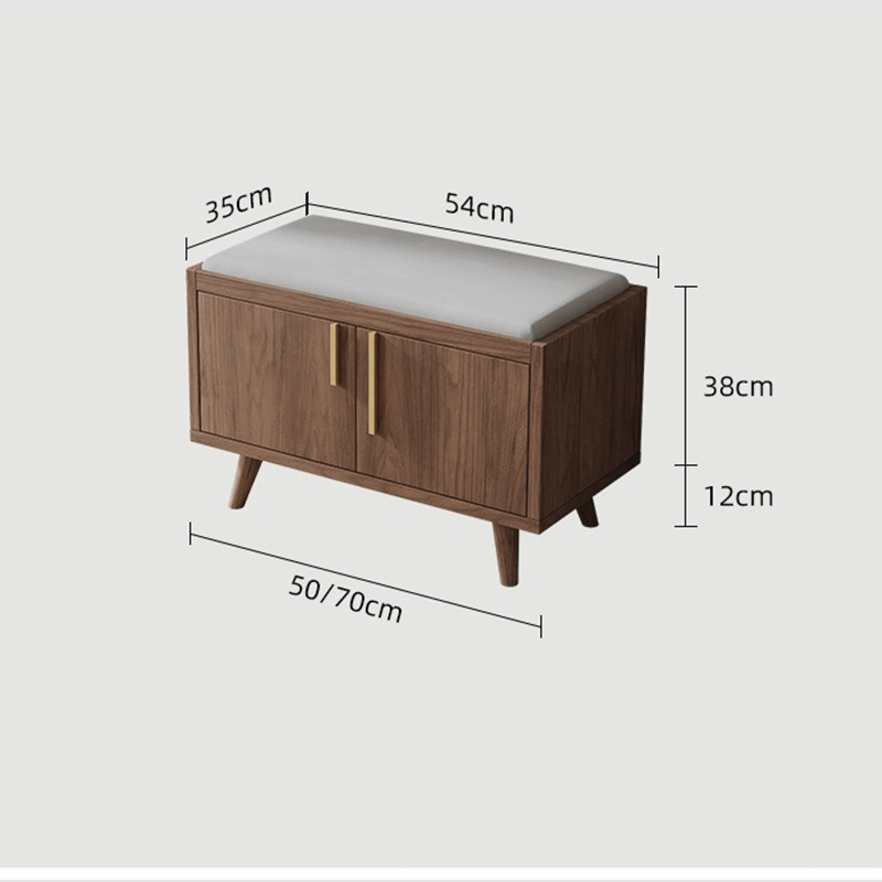 Modern Upholstered Shoe Cabinet With Cushion - Walnut/Natural
