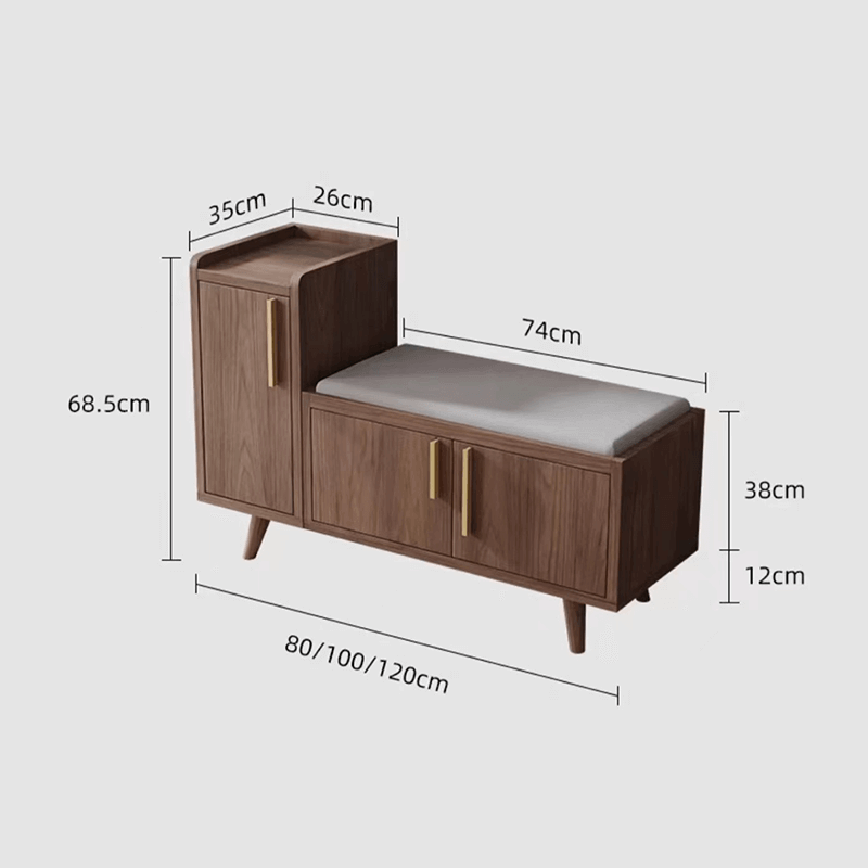 Modern Upholstered Shoe Cabinet With Cushion - Walnut/Natural