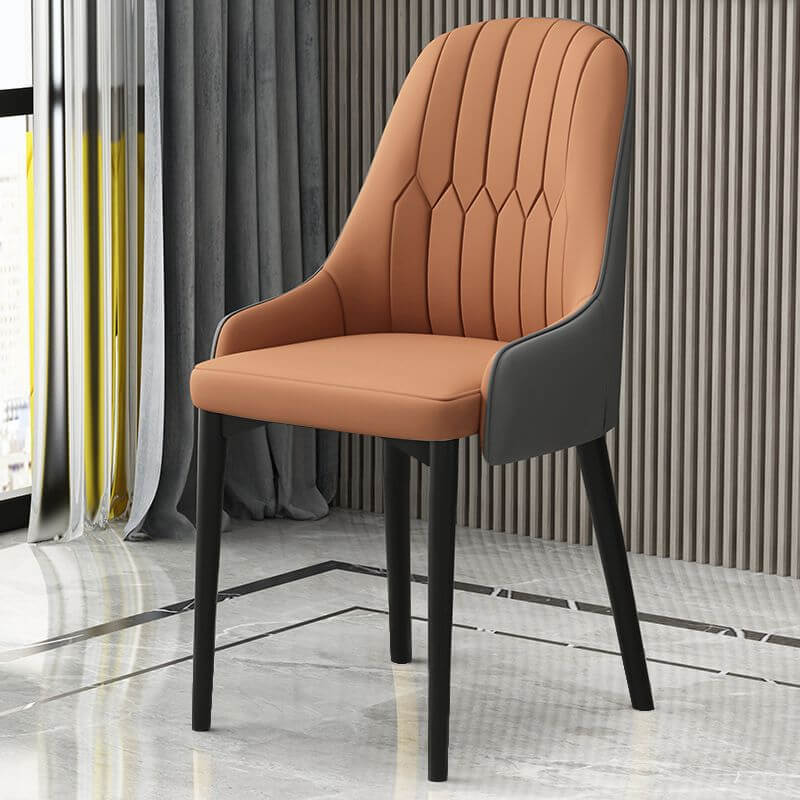 Modern Upholstered Side Chair with Metal Legs and Faux Leather
