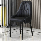 Modern Upholstered Side Chair with Metal Legs and Faux Leather
