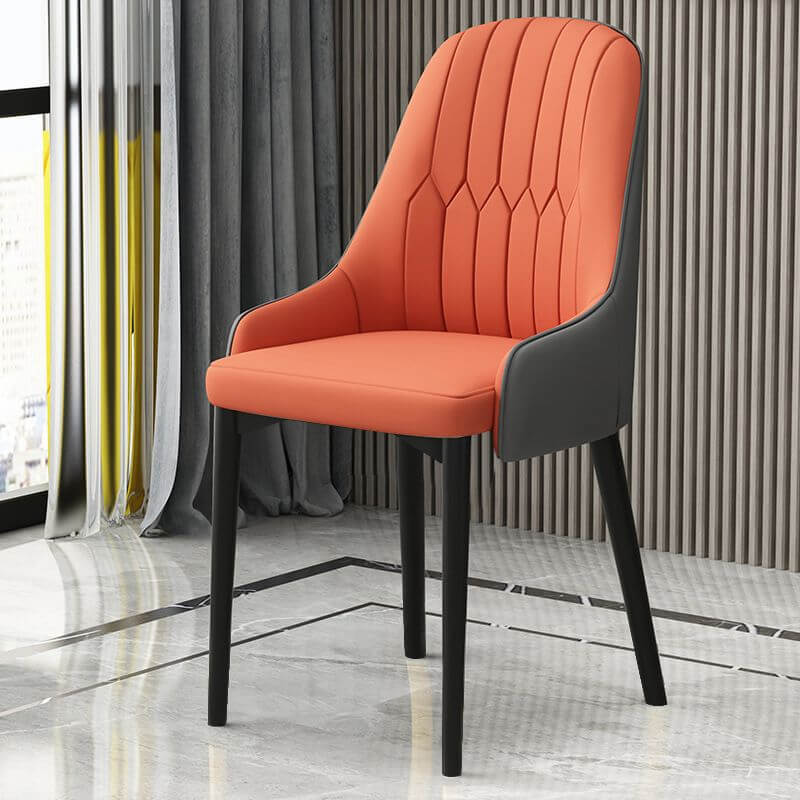Modern Upholstered Side Chair with Metal Legs and Faux Leather