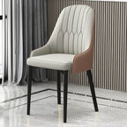 Modern Upholstered Side Chair with Metal Legs and Faux Leather