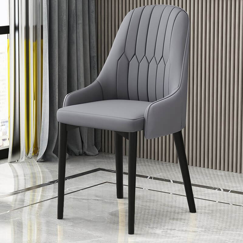 Modern Upholstered Side Chair with Metal Legs and Faux Leather