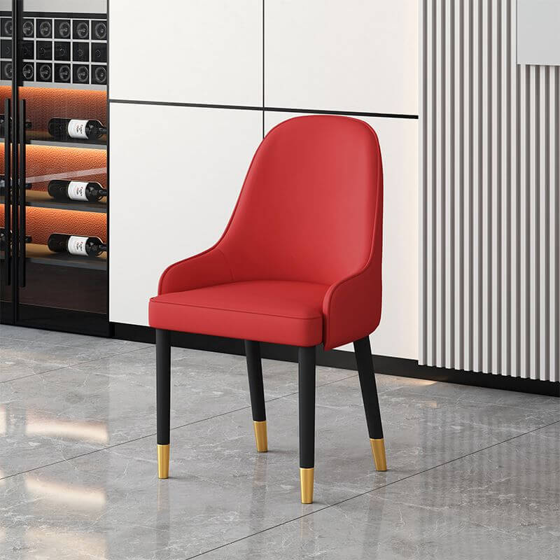 Modern Upholstered Side Chair with Metal Legs and Faux Leather