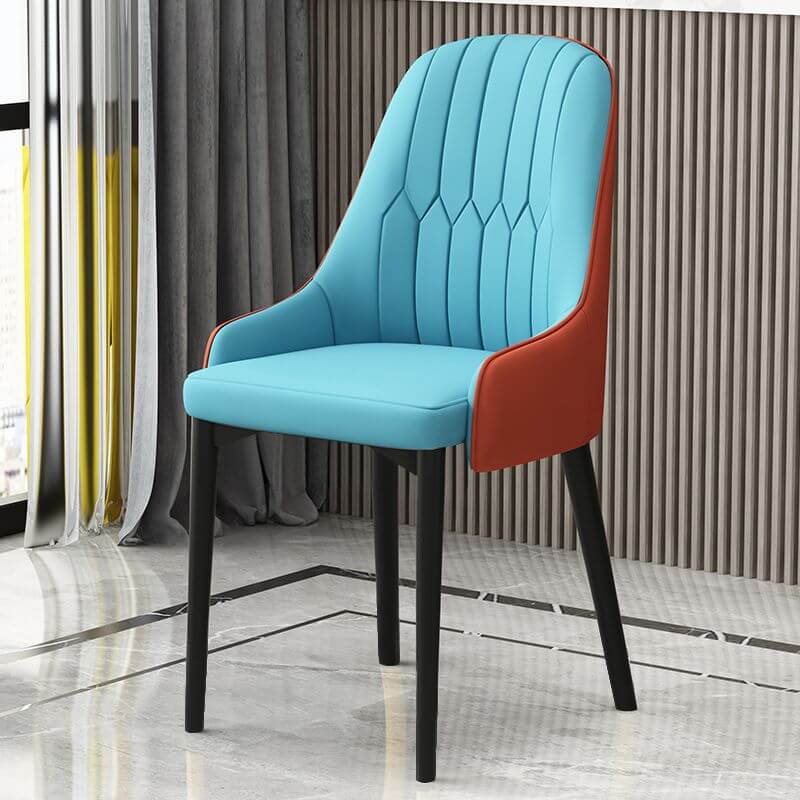 Modern Upholstered Side Chair with Metal Legs and Faux Leather