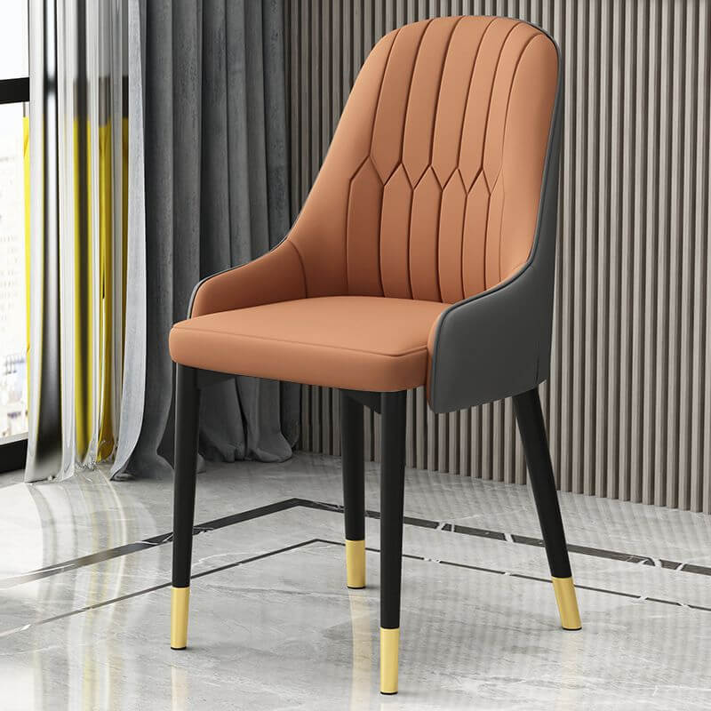Modern Upholstered Side Chair with Metal Legs and Faux Leather