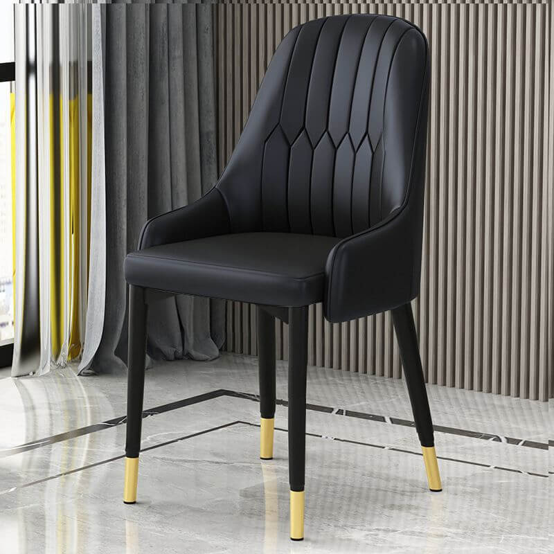 Modern Upholstered Side Chair with Metal Legs and Faux Leather