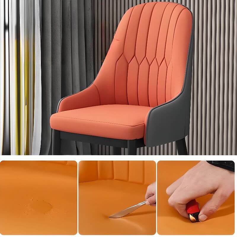 Modern Upholstered Side Chair with Metal Legs and Faux Leather Secondary image