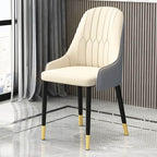 Modern Upholstered Side Chair with Metal Legs and Faux Leather