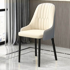 Modern Upholstered Side Chair with Metal Legs and Faux Leather