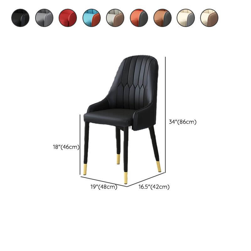 Modern Upholstered Side Chair with Metal Legs and Faux Leather Dimensions