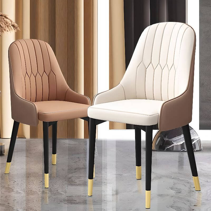 Modern Upholstered Side Chair with Metal Legs and Faux Leather Main Product Image Main image