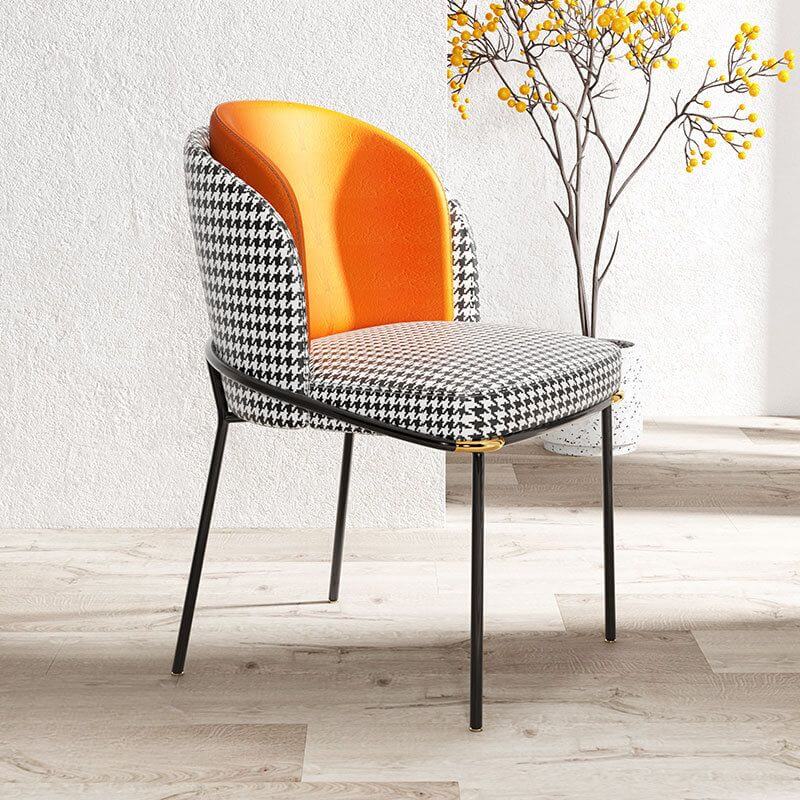 Modern Upholstered Side Chair with Metal Legs – Armless Dining Seating