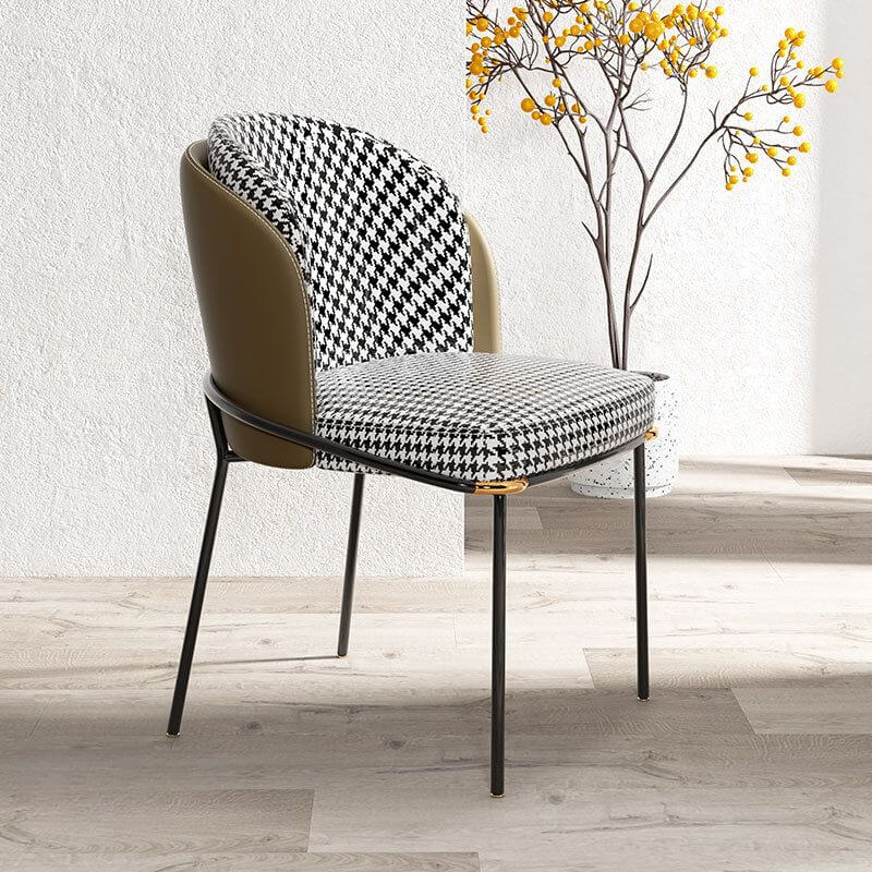 Modern Upholstered Side Chair with Metal Legs – Armless Dining Seating