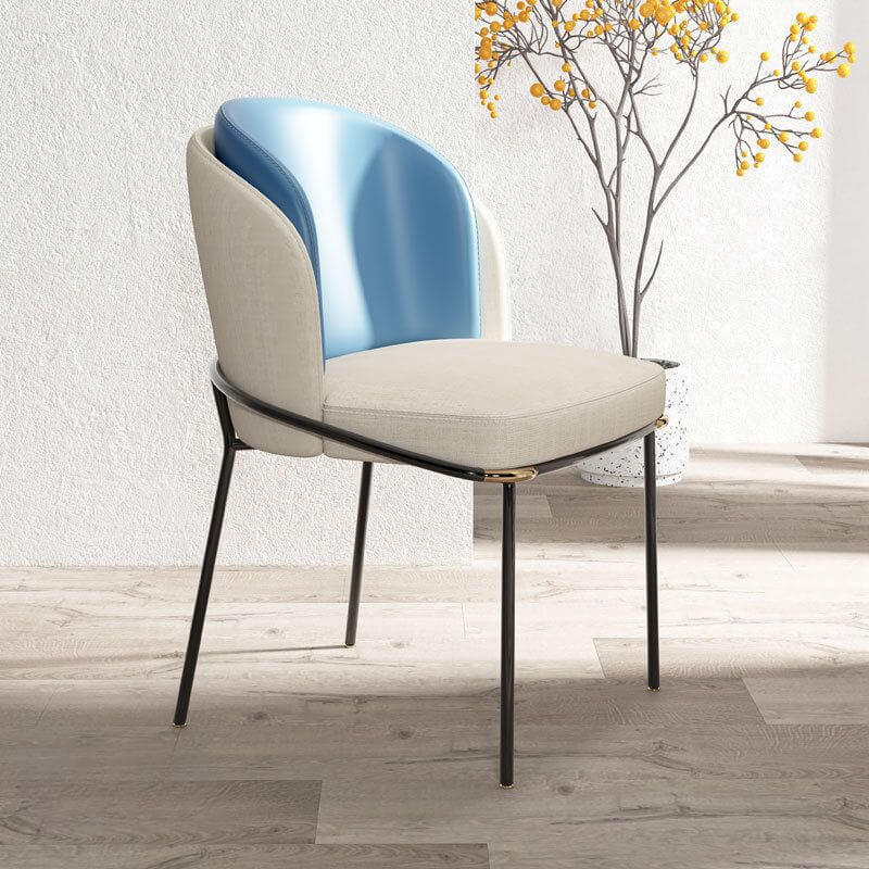 Modern Upholstered Side Chair with Metal Legs – Armless Dining Seating