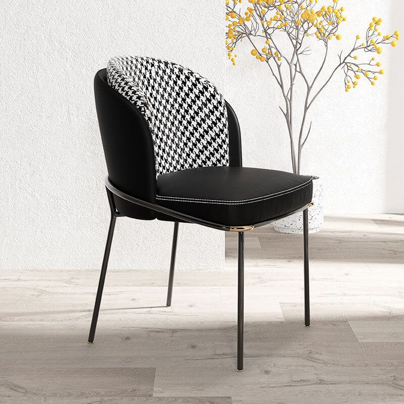 Modern Upholstered Side Chair with Metal Legs – Armless Dining Seating