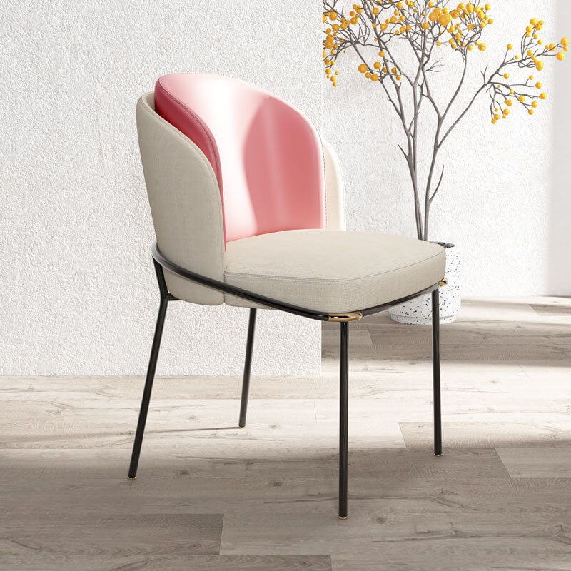 Modern Upholstered Side Chair with Metal Legs – Armless Dining Seating