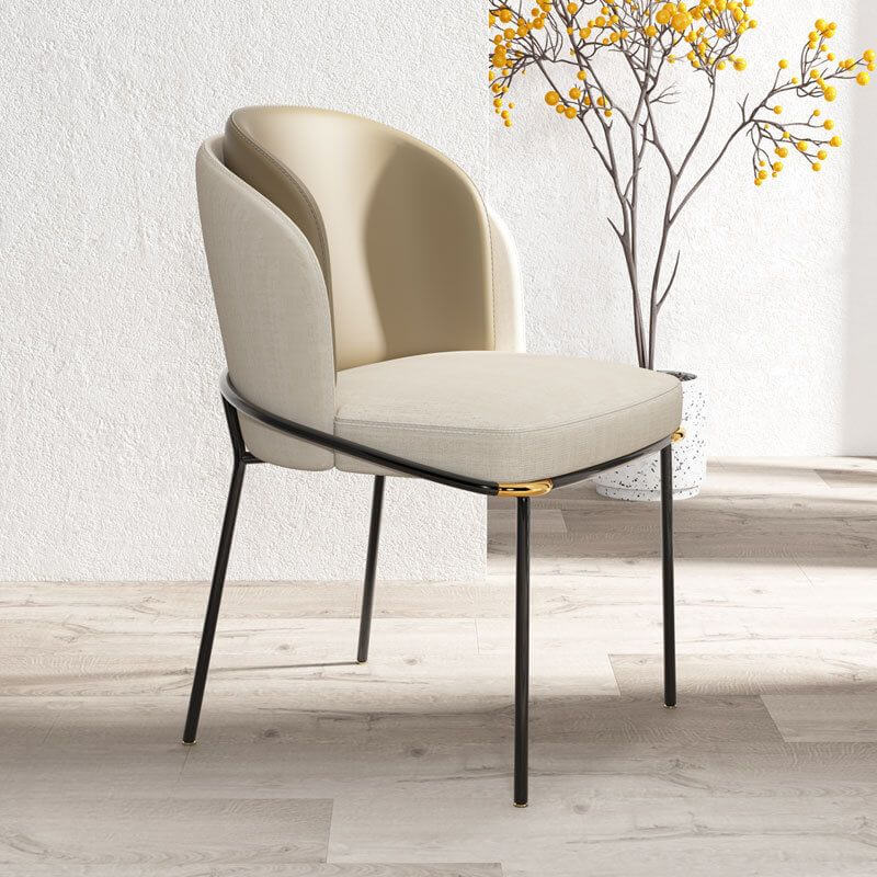 Modern Upholstered Side Chair with Metal Legs – Armless Dining Seating