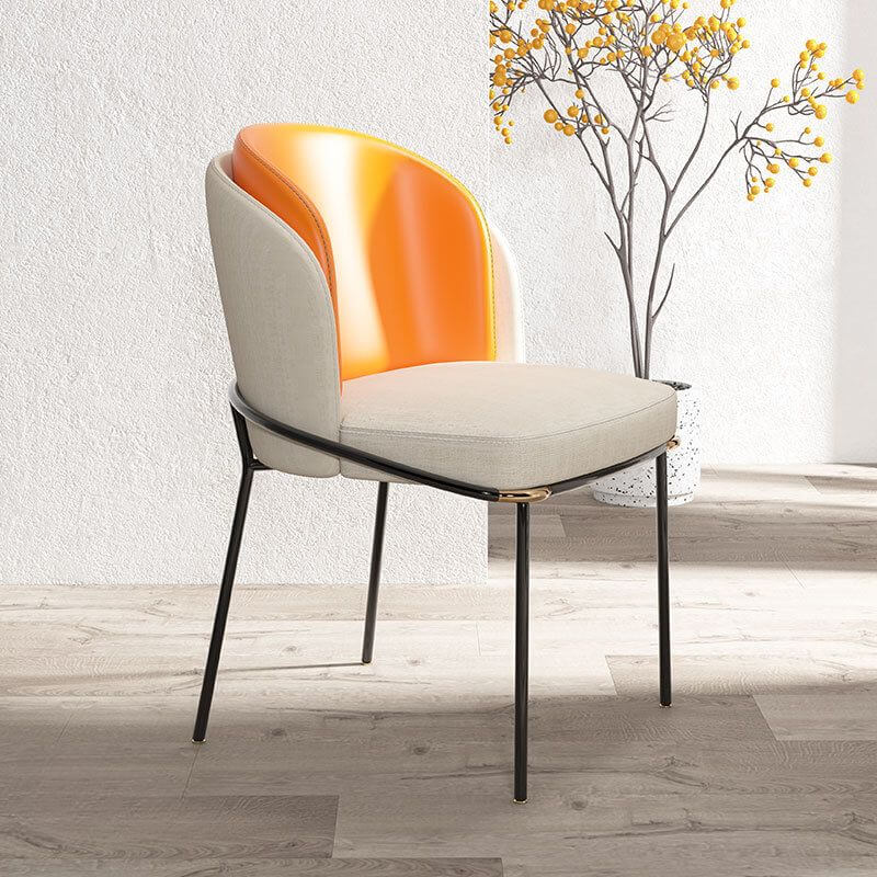 Modern Upholstered Side Chair with Metal Legs – Armless Dining Seating