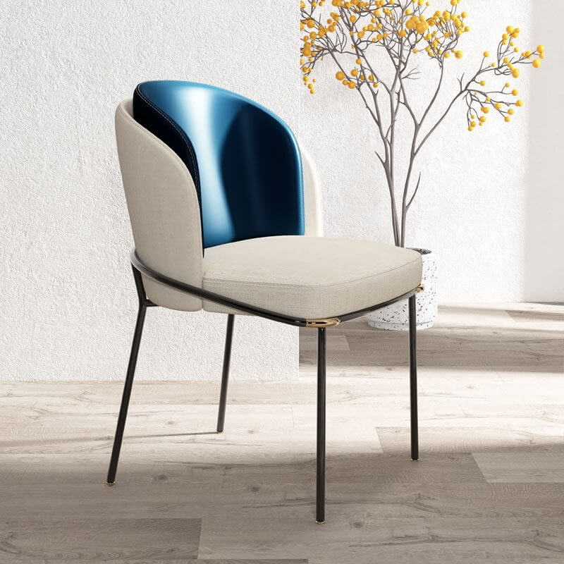 Modern Upholstered Side Chair with Metal Legs – Armless Dining Seating
