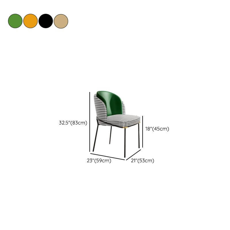 Modern Upholstered Side Chair with Metal Legs – Armless Dining Seating Dimensions