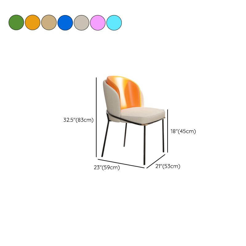 Modern Upholstered Side Chair with Metal Legs – Armless Dining Seating Dimensions