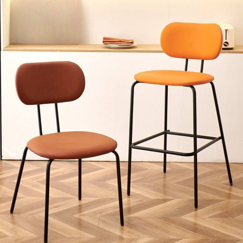 Modern Upholstered Side Chair with Curved Wood Back and Metal Legs Secondary image