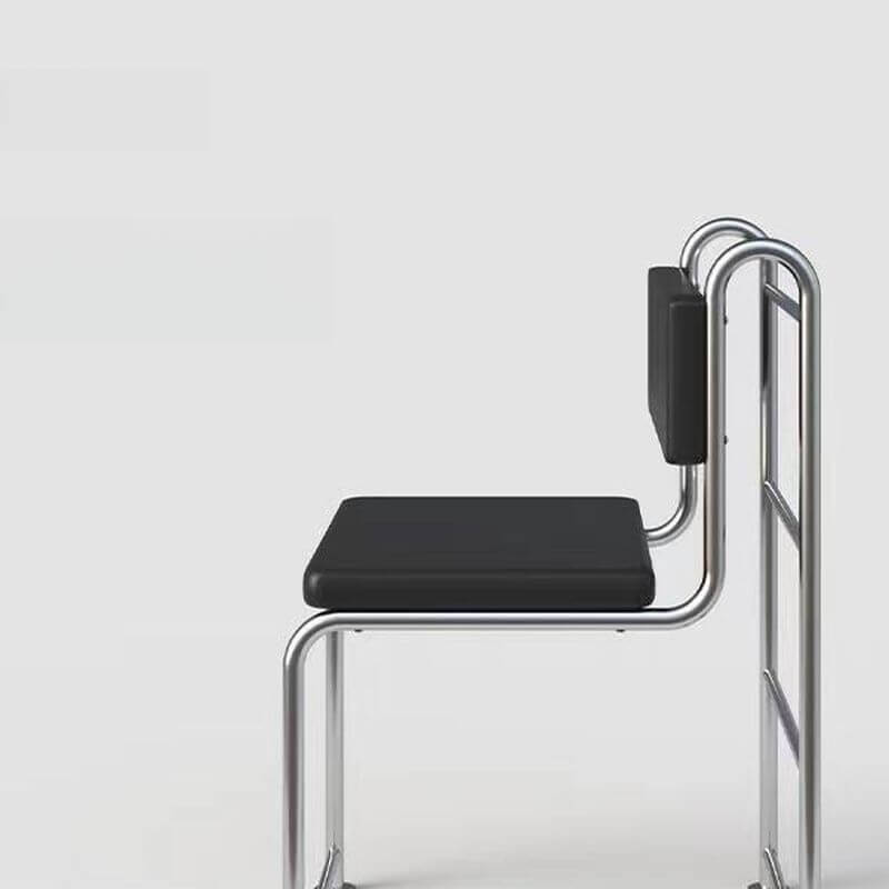 Modern Upholstered Side Chair with Open Back and Metal Legs