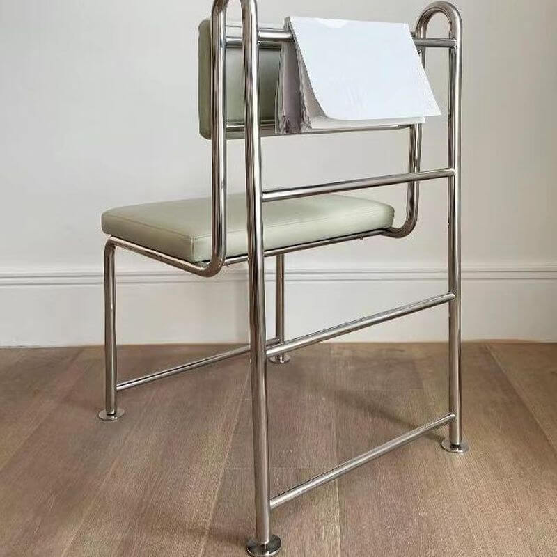 Modern Upholstered Side Chair with Open Back and Metal Legs