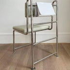 Modern Upholstered Side Chair with Open Back and Metal Legs