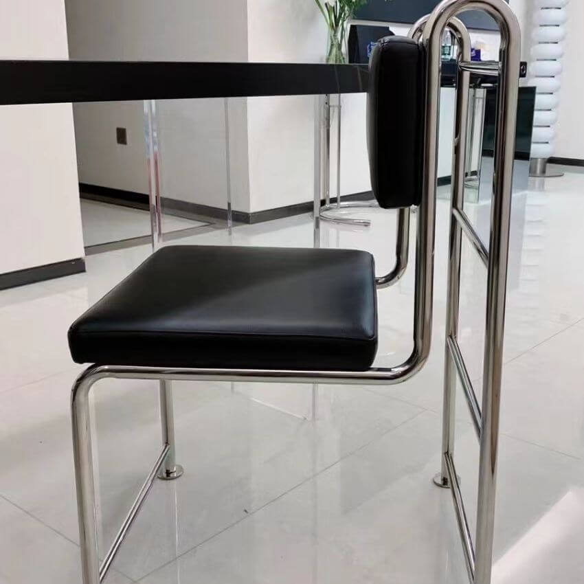 Modern Upholstered Side Chair with Open Back and Metal Legs