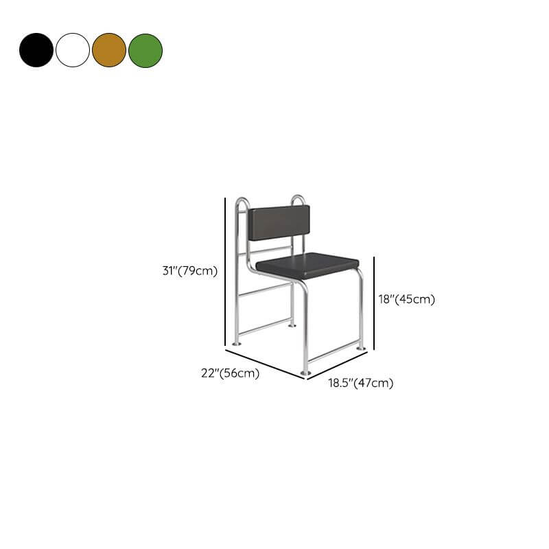 Modern Upholstered Side Chair with Open Back and Metal Legs Dimensions