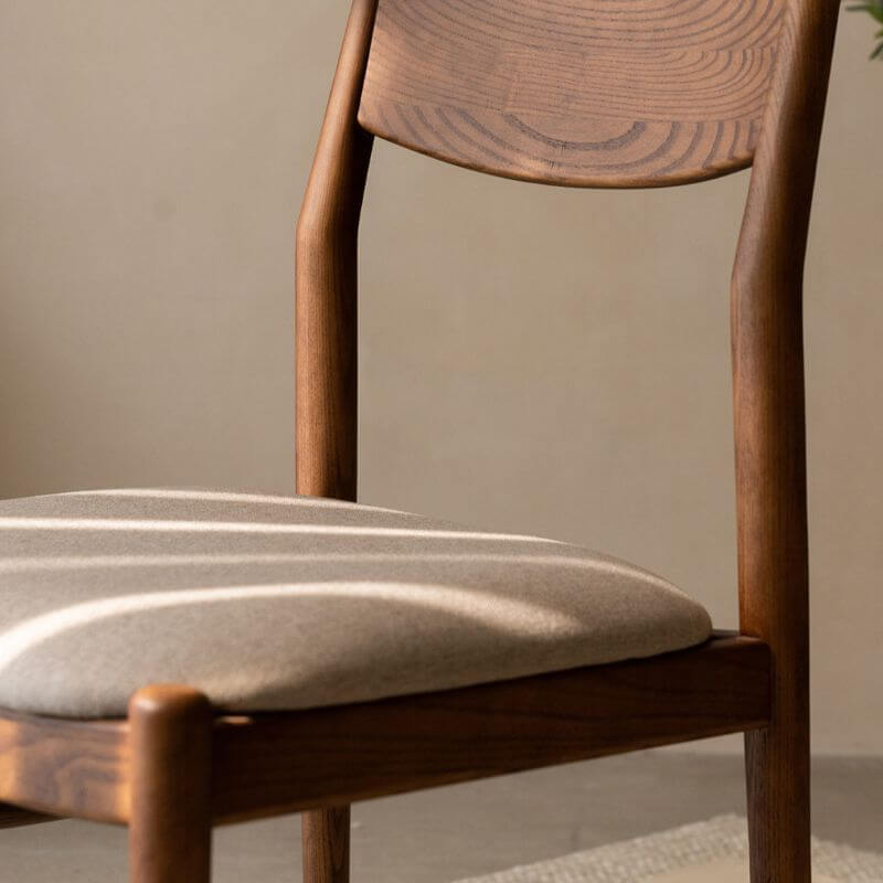 Modern Upholstered Side Chair with Open Back and Wood Legs