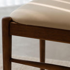 Modern Upholstered Side Chair with Open Back and Wood Legs