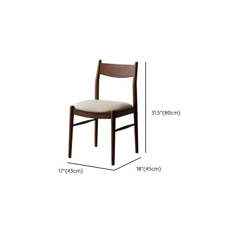 Modern Upholstered Side Chair with Open Back and Wood Legs Dimensions