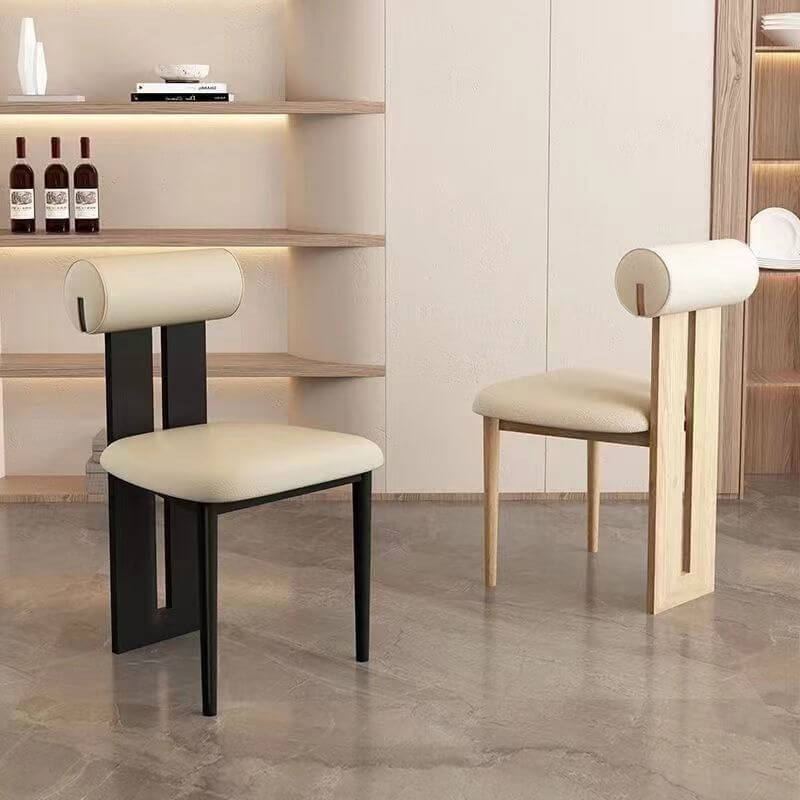 Modern Upholstered Side Chair with Botanical Print and Wood Legs Secondary image