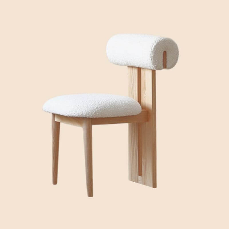 Modern Upholstered Side Chair with Open-Back Design and Wood Legs
