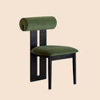 Modern Upholstered Side Chair with Open-Back Design and Wood Legs